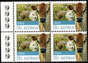 Decimal Reprint Stamps - 10c Farming; Dairy  4K LHS Selvedge Block of 4 MUH - Picture 1 of 1