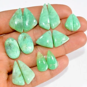 7 Pairs 107 Ct Natural Chrysoprase Cabochon Gemstone pair Lot 22x8 15x6mm #15167 - Picture 1 of 6