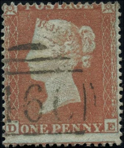 Great Britain Used VG 1p Scott #8 Wmk 18 Perf 16 1854-55 Queen Victoria Stamp - Picture 1 of 2