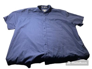 Featherlite 3XL Big & Tall Blue Stain Resistant Cotton Twill Men's Casual Shirt - Picture 1 of 5