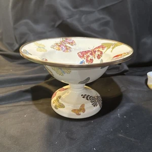 mackenzie childs butterfly garden Enamel Small Compote Some Loss - Picture 1 of 14