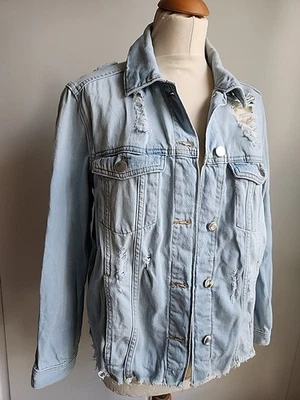 H&M Divided Jeansjacke Damen blau used look Gr. S Neu! - Bild 1 von 4