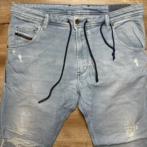 Diesel Denim Sweatpants Men 34 Blue Krooley CB-NE Joggers Distressed Light 086AY - Picture 1 of 16