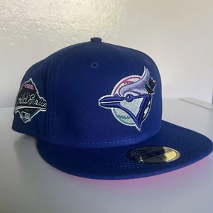 Toronto Blue Jays Hat Cap Fitted Mens 7 3/8 Blue MLB Baseball 1992 World Series - Picture 1 of 12