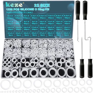 Kit surtido de juntas tóricas de silicona transparente de grado alimenticio de tamaño 32 de 1228 piezas con selección - Imagen 1 de 7
