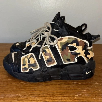 Nike Air More Uptempo QS Black Camo Youth Size 6Y Womens 7.5 Shoes (CJ0930-001) - Image 1 of 4