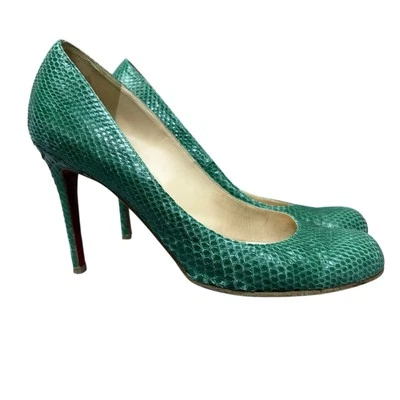 Christian Louboutin Simple 100 Python Pumps Green Shoes Size 40 IT / 10 US - Image 1 of 4
