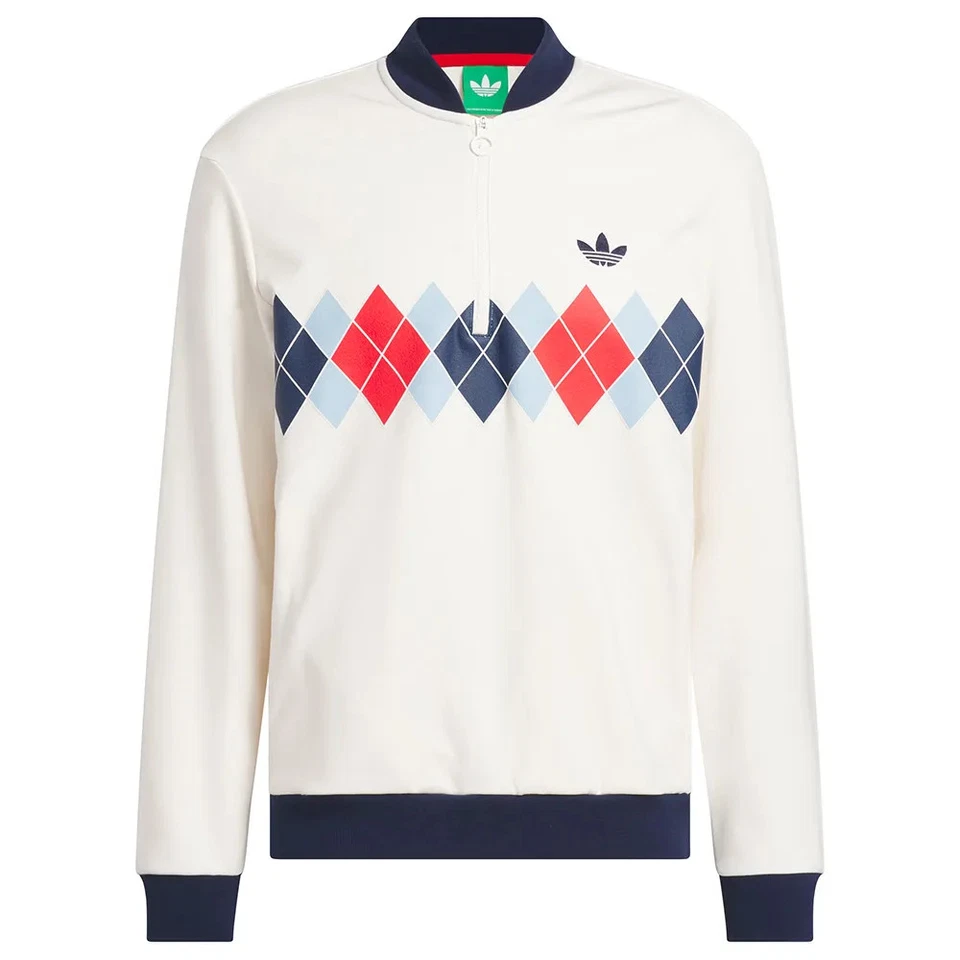 Men's adidas Originals Argyle Printed 1/4 Zip Blade Collar Pullover - Image 1 of 1