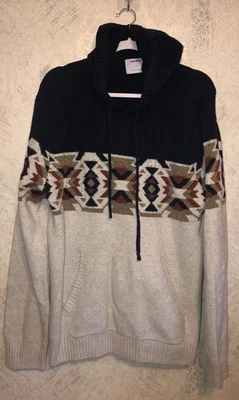 Old Navy Sweater Men’s L Large  Hoodie Southwestern Aztec Blue Orange Outdoor - Image 1 of 4