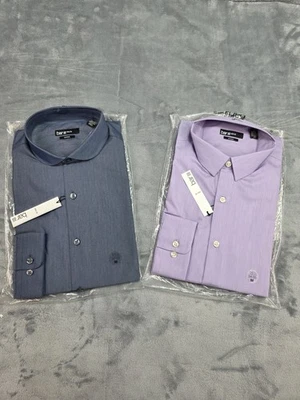 Lote de 2 camisas sociais masculinas slim fit manga longa Bar III média 15,5 32/33 novo com etiquetas - Imagem 1 de 4