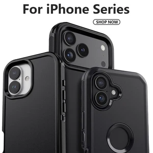 For iPhone 17 16e 15 14 13 12 11 Pro Max 8 7 SE Shockproof Hard Black Case Cover - Picture 1 of 62