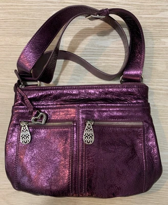 Bandolera/organizador/bolso de hombro Brighton Zoe de cuero suave púrpura uva Foto 1 de 4