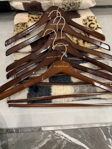 COLECCIÓN VINTAGE DE COLGADOR DE MADERA RALPH LAUREN S USADO JUEGO DE 7 - Imagen 1 de 10