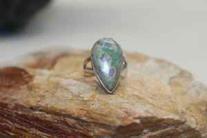 Natürlicher Rubin in Fuchsite .925 Sterlingsilber Ring Schmuck Größe 7,5 in Geschenkbox - Bild 1 von 7