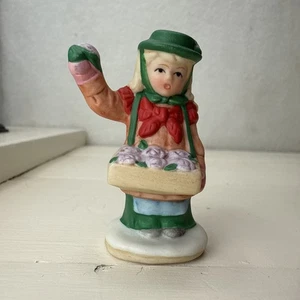 Figurina villaggio coloniale Lefton 1987 06547 ragazza vendo fiori - Foto 1 di 3