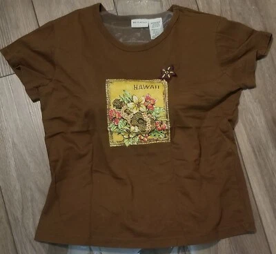 WHITE STAG Mujer Marrón Manga Corta Camiseta Talla Mediana 8/10 Poliéster/Algodón  Foto 1 de 4