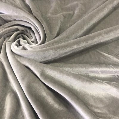 Velvet Fabric 4-way Stretch 60" Wide / By The Yard - Gray Color - Image 1 of 4