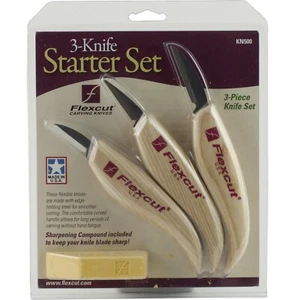 Flexcut 3 Knife Starter Carving Set Cutting Detail Rough KN500 Woodcarving - Picture 1 of 1