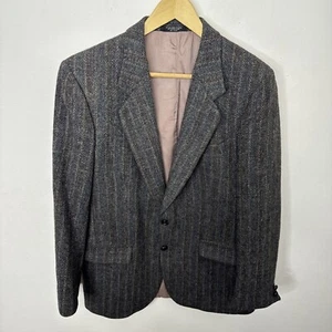 Harris Tweed Men 42 Gray Brown Wool Blazer Sports Coat Stripes Scottish Stripped - Picture 1 of 9