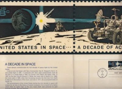 1971 Space Achievement Sc 1435b 3 folios: Houston, Huntsville, Kennedy cancels - Image 1 of 4