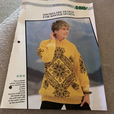 VINTAGE CREATIVE KNITTING PATTERN SNOWFLAKE DESIGN FOR WINTER SPORTS - Image 1 of 4