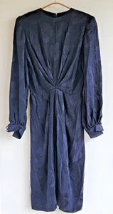 COUTURE ANDRE LAUG 40s GLAMOUR DIVA HOLLYWOOD DRAPED SILK FLORAL BLACK DRESS - Picture 1 of 5