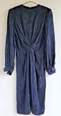 COUTURE ANDRE LAUG 40-х гламурная дива Голливуд драпированный шелк цветочный черный платье - Изображение 1 из 4