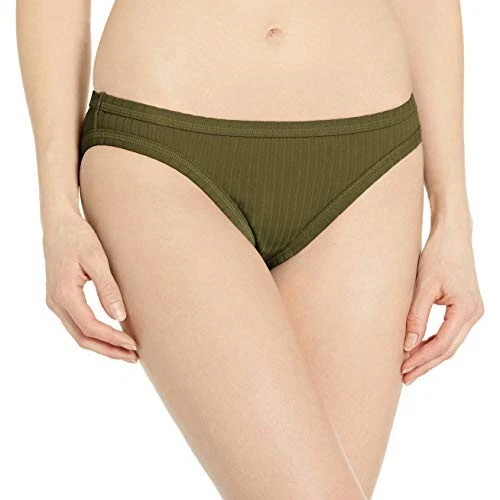Seafolly Womens Green Inka Ribbed Hipster Bikini Bottom Swimwear AUS14/ US10