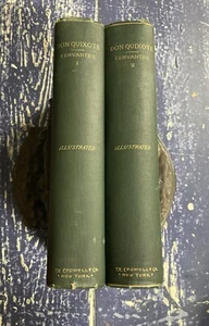 SELTENES 2-BÄNDIGES DEKORATIVES HARDCOVER BUCH SET DON QUIJOTE CERVANTES ILLUSTRIERT - Bild 1 von 21