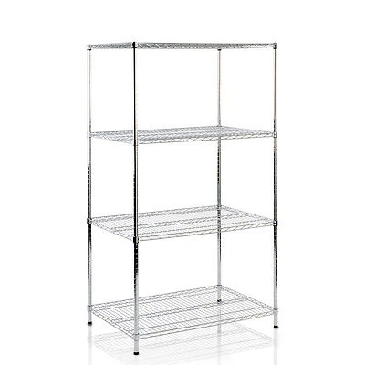 Schwerlastregal Metallregal Himalaya verchromt 4 Böden | 90x45x160cm Steckregal