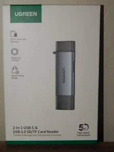 UGREEN Card Reader USB 3.0 Type-C to SD TF 2 in 1 Card Adapter For Laptop Phone - Picture 1 of 5