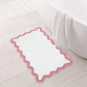 32"x20" 100% Cotton Pink Easter Bath Rug Scallop Absorbent Bathroom Runner - Picture 1 of 9