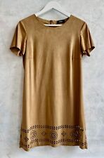 New listing
		KLASS Golden Tan Brown Faux Suede Native American Boho Smock Tunic Mini Dress 10
