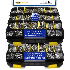 1575 PCS Nuts and Bolts Assortment Kit, Stainless Steel Phillips Pan Head & Flat - Picture 1 of 12