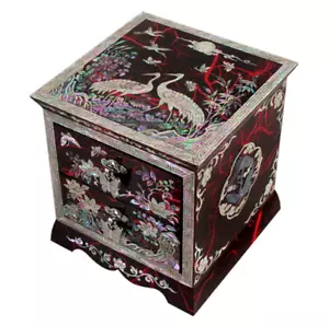 Caja de joyería tradicional coreana diseño grúa de 2 cajones - Imagen 1 de 7