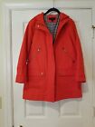 J Crew 0P  Red Cotton, Hooded Coat Jacket. NEW. 2 Way Zip.