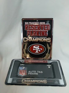 San Francisco 49ers 2013 NFC Champions Reserved Parking SIgn & Auto Tag Frame - Picture 1 of 8