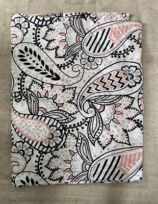Pottery Barn Teen Ana Paisley Floral Pink Black 100% Cotton Twin Duvet Cover EUC - Image 1 of 4