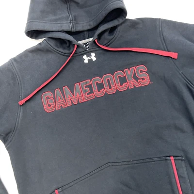 SC Gamecocks Under Armour Hoody Cold Gear Sweatshirt Men S Black Burgundy Logos - Image 1 of 4