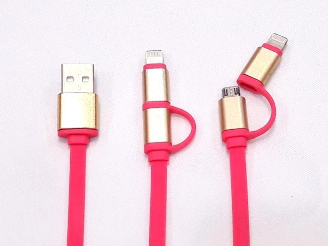 2 in 1 Micro USB Mobile Data Charging Cable for iPhone Samsung Android - Image 1 of 4