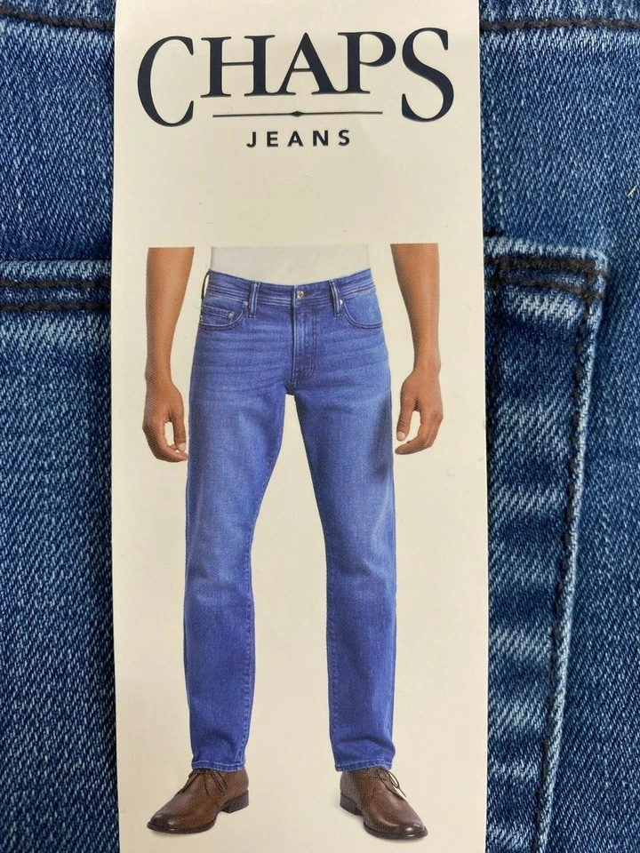 NWT Chaps Men's Jeans Slim Straight Size 32X30 Blue 5 Pocket Style New Wave Wash - Image 1 of 1