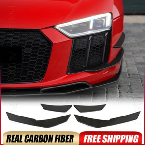 REAL Carbon Fiber Front Bumper Side Splitter Fin Trim For Audi R8 2Door 2016-18 - Picture 1 of 18