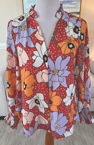 Crosby By Mollie Burch Blouse Bright Floral Print Size X-Small - Picture 1 of 9