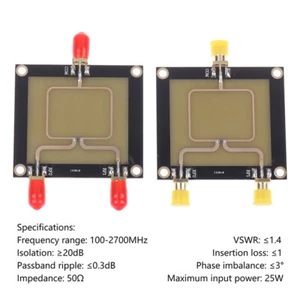 100-2700MHz 25W RF Power Splitter 2-Way Combiner Microstrip Power Divider - Picture 1 of 12