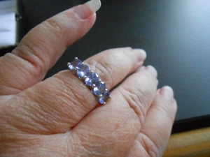 9ct Tanzanite half eternity 5 stone Ring..white gold - Picture 1 of 6
