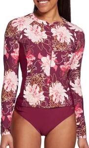 NWT CALIA Women's Full Zip Rash Guard UPF 50+ Size Small Floral Purple $50 1C275 - Picture 1 of 1