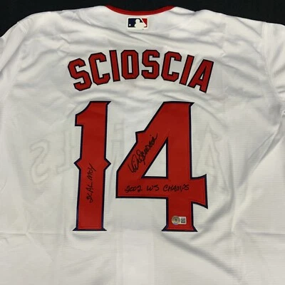 MIKE SCIOSCIA SIGNED ANGELS 2002 WS JERSEY "2X AL MOY, 02 WS CHAMPS" BAS WS31209 - Image 1 of 4