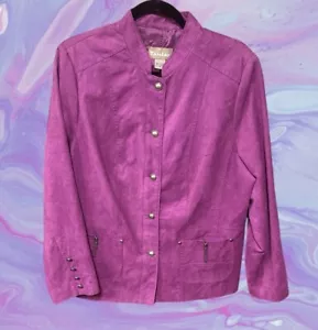 1980’s TanJay women size 16 faux suede purple blazer jacket, silver buttons new - Picture 1 of 6
