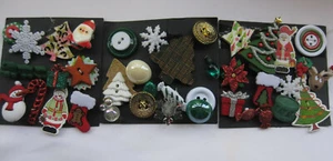 Christmas Novelty Santa Tree Snowman Snowflake A Craft Sewing Buttons 3 cards - Picture 1 of 6