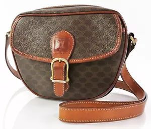 Auténtica Cartera Bolso de Hombro CELINE Marrón Macadam PVC Lona y Cuero #60428 - Imagen 1 de 15